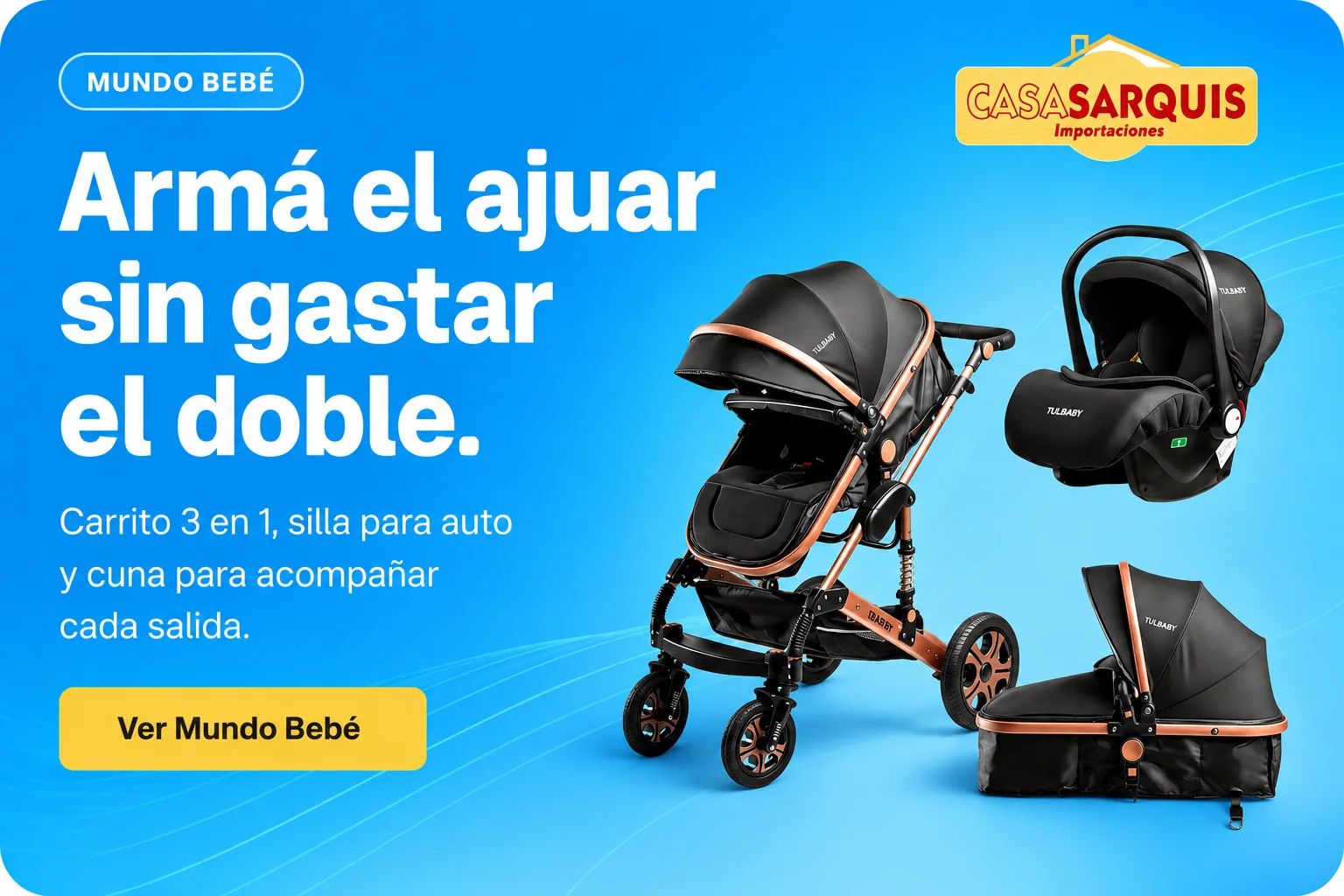 Carrito Moisés 3 en 1 — cochecito, huevito y moisés