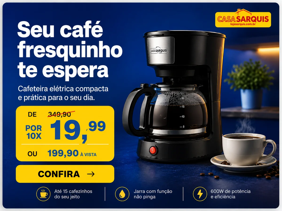 Cafetera eléctrica Casa Sarquis — hasta 15 cafecitos, jarra antigoteo, 600 W