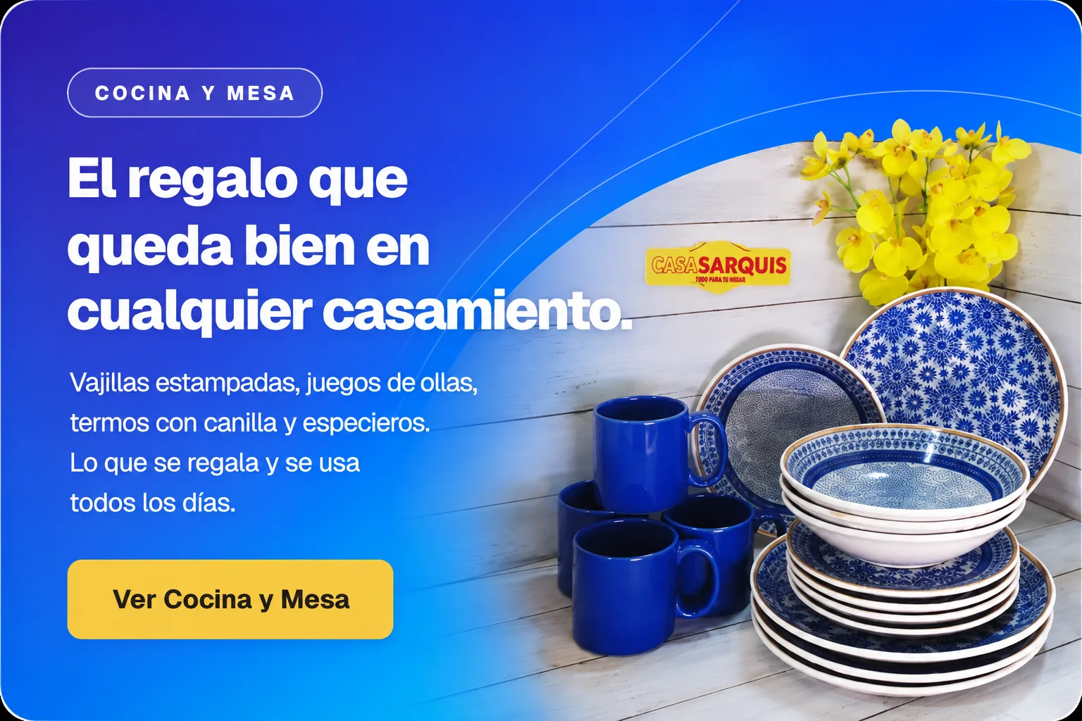 Vajilla azul estampada — el regalo de casamiento clásico