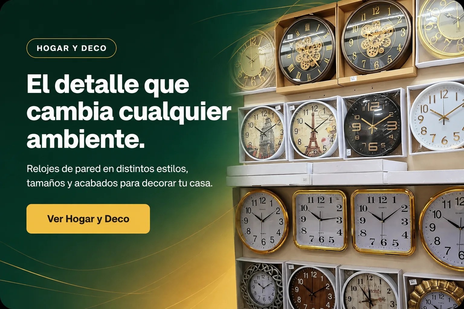 Relojes de pared en distintos estilos y acabados