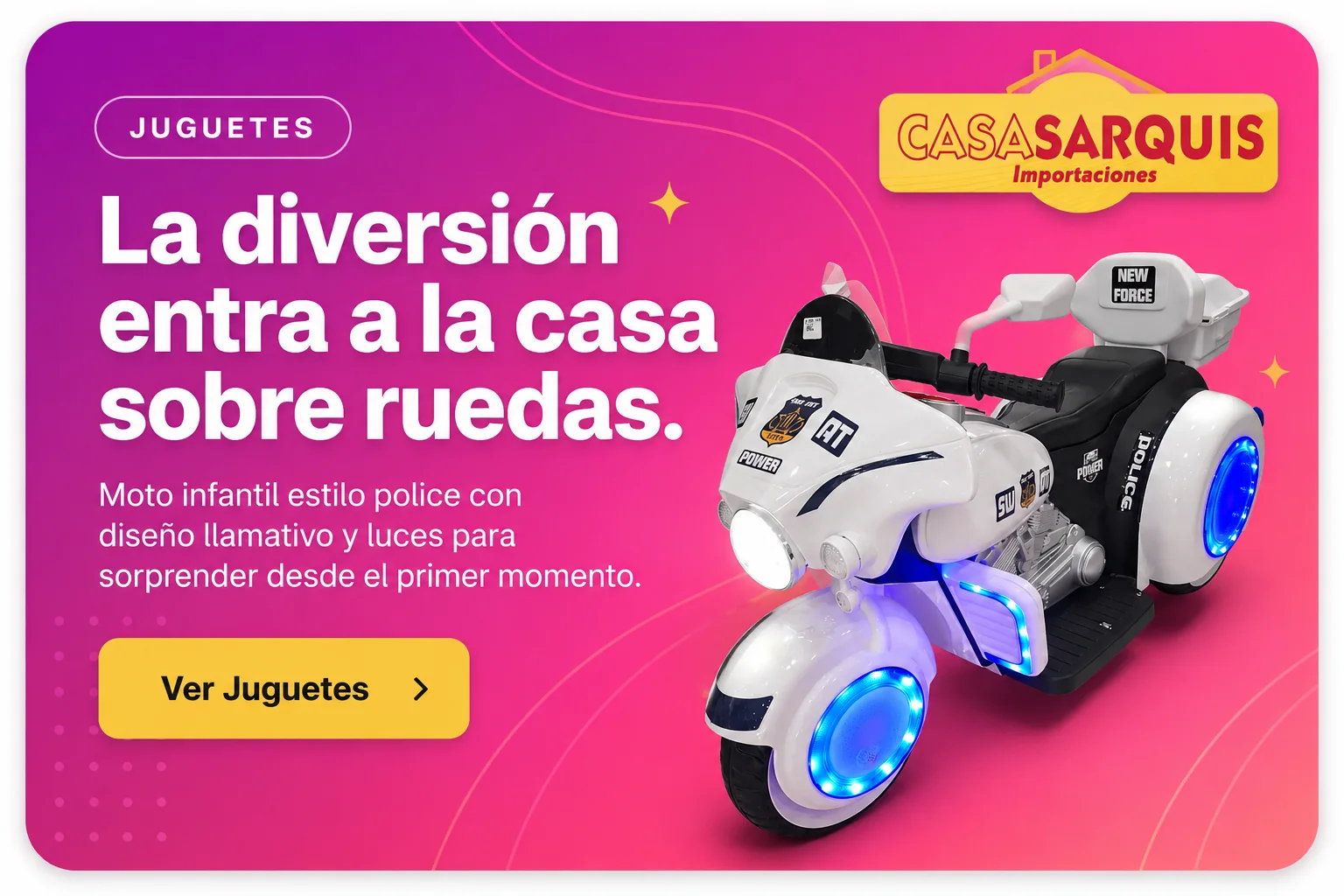 Moto infantil eléctrica estilo police con luces LED